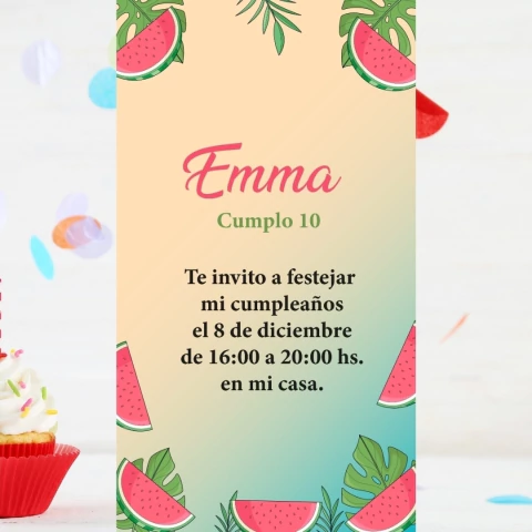 Invitación digital para Cumpleaños: Sandías - Modelo 4 - comprar online
