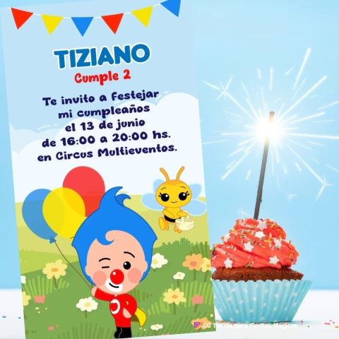 Invitación Digital Cumpleaños Plim Plim - Modelo 2