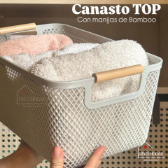 CANASTO TOP CON MANIJAS DE BAMBOO - tienda online