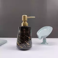 Dispenser de Jabon Liquido Ceramica con Dorado Life Fashion - Deco Hogar