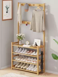 Rack Estante Organizador + Perchero Madera - tienda online