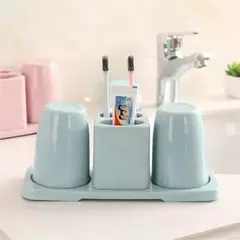 Organizador de Baño Porta Cepillo y 2 Vasos - Deco Hogar