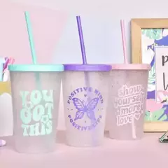 Vaso Glitter con Tapa y Sorbete - comprar online