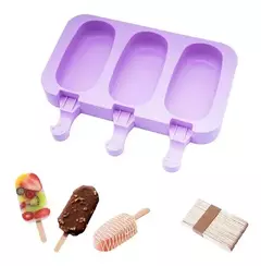 Molde de Silicona para Helados x3 Forma Paleta - Deco Hogar