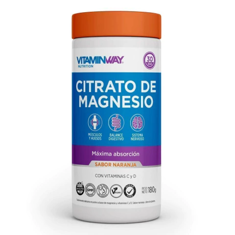 Citrato de Magnesio con vitaminas C y D sabor naranja Vitamin Way 180g