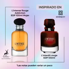 Perfume árabe L'intense EDP Rouge Addiction Maison Alhambra 100ml - Importpichino