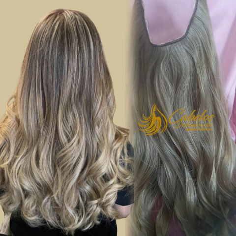 Fio Invisível/Tic Tac Loiro Acinzentado Mechas Ondulado - Fibra Tradicional - comprar online