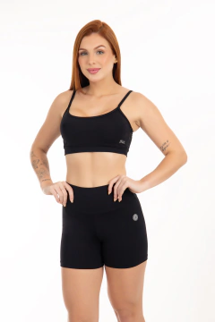 Conjunto Top fitness de alça + Short fitness / Basic - Preto
