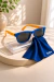 Óculos de Sol Baby de Armação Flexível Azul c/ Amarelo Proteção UVA e UVB/ 3 meses á 3 anos - Buba