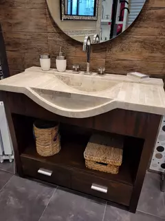 Vanitory Olivia 100x45 Bacha Marmol Travertino - tienda online