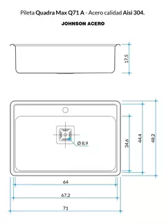 PILETA ACERO INOX QUADRA Q71 JOHNSON en internet