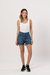 Short Azul Con Ruedo Rebatido