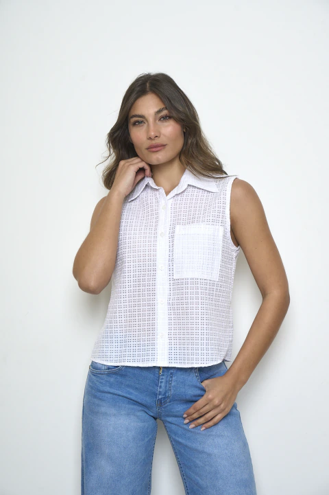 Dsc Camisa Musculosa De Ratier Con Bols. En Delantero,