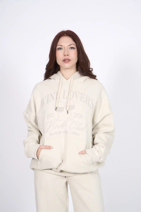 Buzo De Friza Canguro Oversize Estampado - tienda online