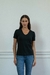Remera De Algodon Con Lycra Escote V - Gabucci