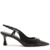 SCARPIN PRETO COURO BICO FINO SLINGBACK METAL