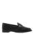 Mocassim Preto Couro Bico Redondo Tira