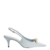 Scarpin Azul Couro Slingback Metal Silvia Braz