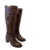 BOTA COURO MONTARIA MARROM FIVELA ZÍPER GATA DE BOTAS