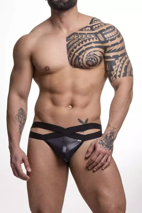 JOCK EM SUPLEX PRETO COM ELÁSTICO DUPLO FRONTAL ABERTO - SD102P