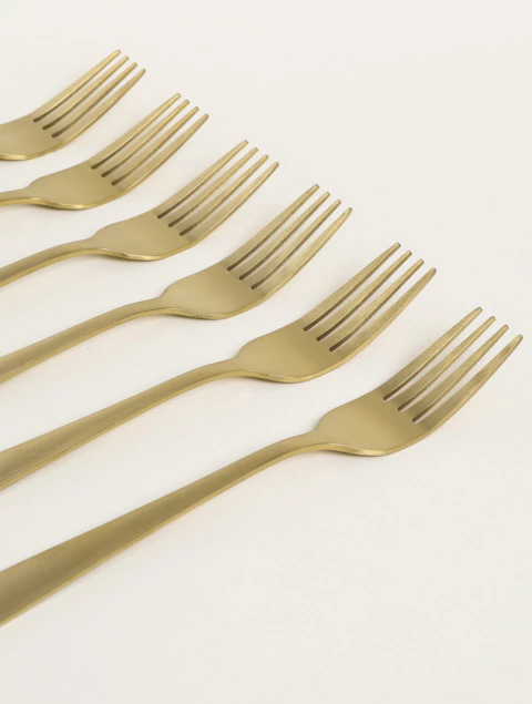 Set Tenedores Gold Mate 20cm x6