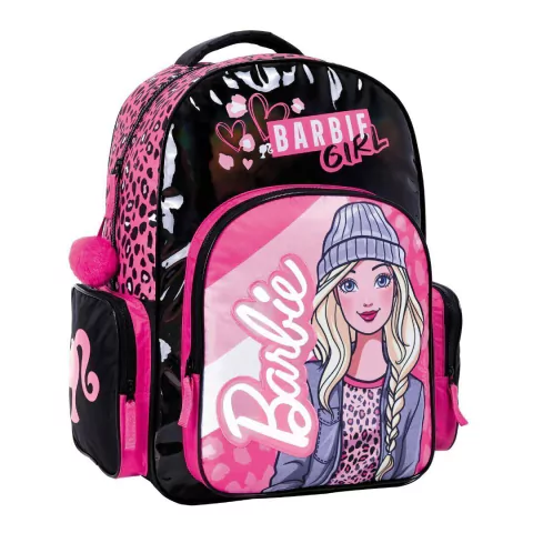 MOCHILA BARBIE ESPALDA 4 CIERRES 18 PULGADAS 45X35X15CM COLOR NEGRO-FUCSIA PRECIO UNITARIO (BTS) (11760A)