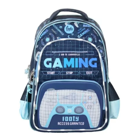 MOCHILA FOOTY DE ESPALDA GAMER CON LUZ LED 4 CIERRES 18 PULGADAS 45X35X15CM COLOR AZUL (BTS) (F3263B)