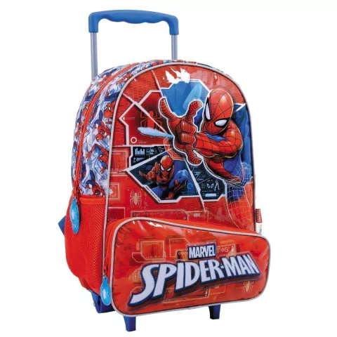 MOCHILA CARRO SPIDERMAN 16 PULGADAS 2 CIERRES 42X31X14CM COLOR ROJO PRECIO UNITARIO (BTS) (11717B)