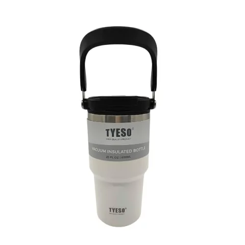 VASO TERMICO TYESO DE ACERO INOXIDABLE CON PICO 600ML COLOR BLANCO PRECIO UNITARIO (BTS) (TS8826F)