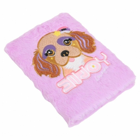 LIBRETA A5 CHIMOLA DE PELUCHE DOG 21X15X2 COLOR LILA PRECIO UNITARIO (BT225)