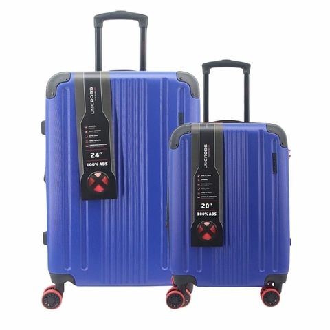 SET X2 VALIJAS UNICROSS ABS 4 RUEDAS 20-24 PULGADAS COLOR AZUL PRECIO POR SET (622062F)