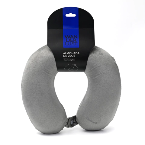 ALMOHADA DE VIAJE WANDERLUST MEMORY FOAM CON BOLSA DE GUARDADO COLOR GRIS (38810)