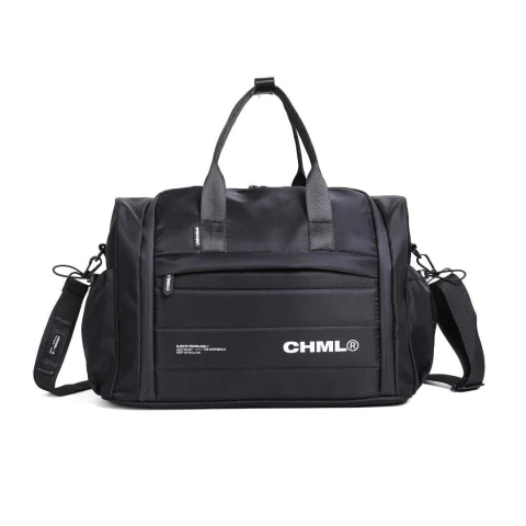 BOLSO DE VIAJE CHIMOLA DE NYLON 2 CIERRES CON BOLSILLOS 49X31X21 COLOR NEGRO PRECIO UNITARIO (BP106)