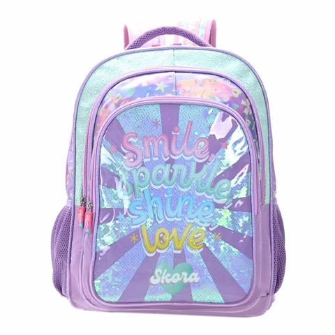 MOCHILA SKORA ESPALDA 18 PULGADAS 32X45X15 COLOR LILA - CELESTE PRECIO UNITARIO (BTS) (37605)