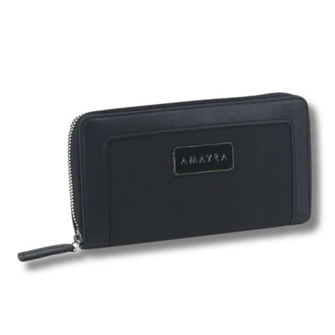 BILLETERA AMAYRA DE CUERO SINTETICO 10X19X2CM COLOR NEGRO (67B1011A) - comprar online