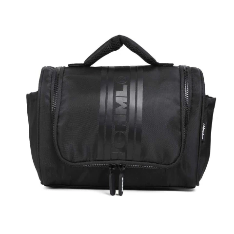 PORTACOSMETICOS CHIMOLA DE NYLON 2 CIERRES CON BOLSILLOS 24X22X13 COLOR NEGRO PRECIO UNITARIO (R104A)