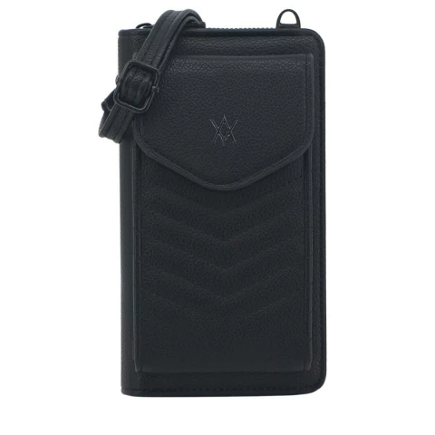 BANDOLERA PORTACELULAR AMAYRA DE CUERO SINTETICO 19X11X5 COLOR NEGRO PRECIO UNITARIO (67B9461)