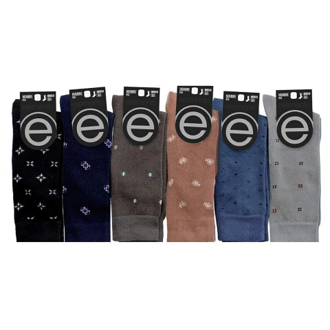 PACK X12 MEDIAS 1/2 CAÑA DE HOMBRE ESTAMPADA TALLE UNICO ELEMENTO (950)