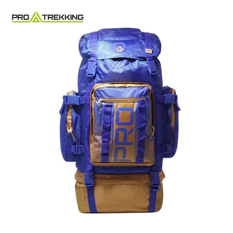 MOCHILA AZUL DE CAMPING PROTREKKING 5 CIERRES 27 PULGADAS 70X25X20CM (91261512)