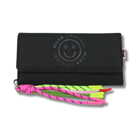 BILLETERA FICHERO DESPLEGABLE DE NYLON MUAA 19X9X2CM COLOR NEGRO (28374A)