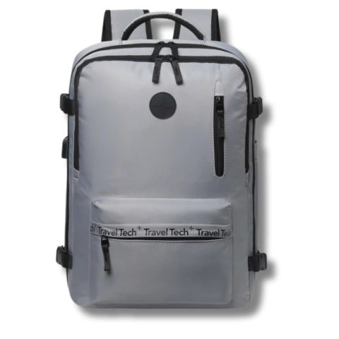MOCHILA DE VIAJE TRAVEL TECH 7 CIERRES 45X37X14CM COLOR GRIS (19116B)