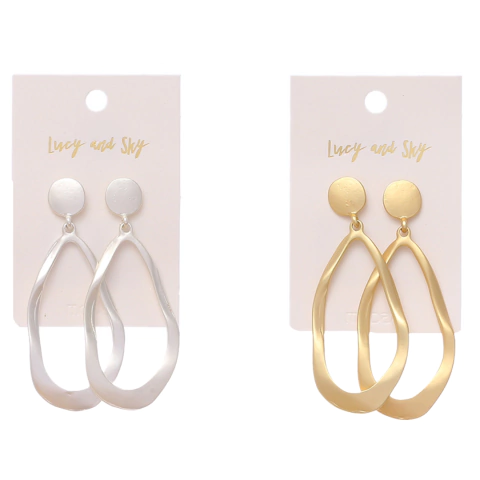 SET X2 PARES DE AROS LARGOS PASANTES DE FANTASIA EN COLORES SURTIDOS - MEDIDA 6.5CM PRECIO POR SET (21356)