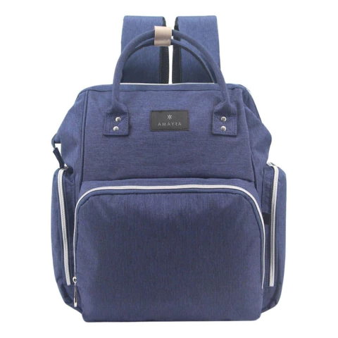 MOCHILA MATERNAL AMAYRA AZUL CON CAMBIADOR 4 CIERRES 44X34X16CM (67251A)