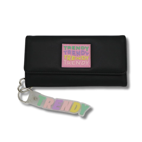 BILLETERA FICHERO DESPLEGABLE TRENDY DE CUERO SINTETICO 19X9X3CM COLOR NEGRO (28351A)