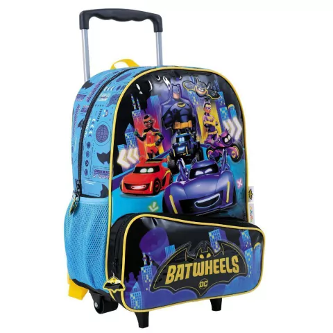 MOCHILA CARRO BASE AZUL WABRO BATWHEELS 2 CIERRES 16 PULGADAS 42X31X14CM PRECIO UNITARIO (BTS) (63855B)