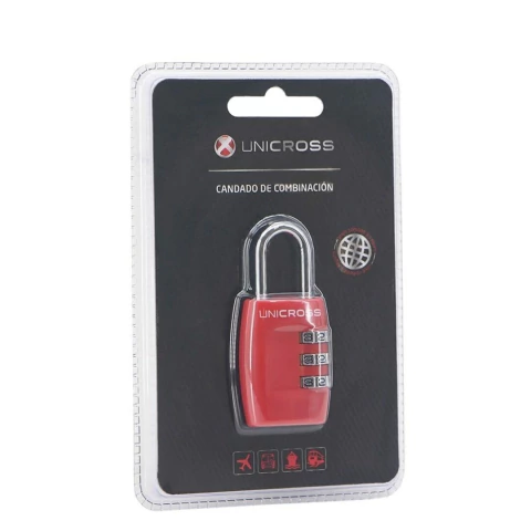 CANDADO UNICROSS CON COMBINACION COLOR ROJO PRECIO UNITARIO (62112D)