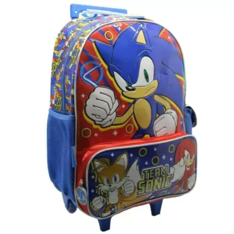 MOCHILA SONIC CARRO 3 CIERRES 18 PULGADAS 45X35X18CM COLOR AZUL (BTS) (SO328A)
