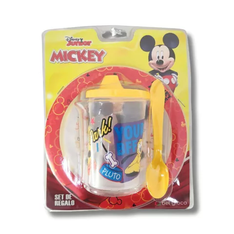 SET BOWL, CUCHARA Y VASO CON TAPA MICKEY COLOR AMARILLO PRECIO UNITARIO (BTS) (MICKEY087B)