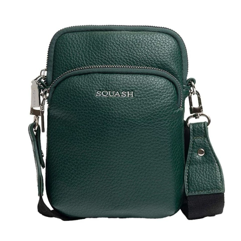 BANDOLERA SQUASH DE CUERO SINTETICO 2 CIERRES 21X15X5 COLOR VERDE PRECIO UNITARIO (40225B)