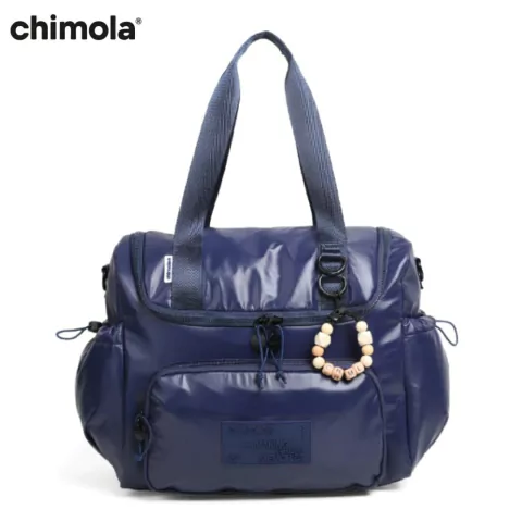 BOLSO MATERNAL DE NYLON CHIMOLA 2 CIERRES 40X35X15CM COLOR AZUL (BP74B)